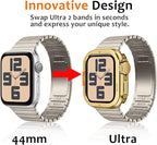 Amizee Metal Case Compatible with Apple Watch SE 3/2/1 Series 6/5/4 44mm with Back Cover, Rugged Protective Bumper Cover for iWatch 44mm, Gold - Image 2