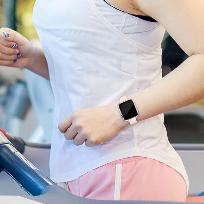 Thin Slim Band Compatible with Apple Watch 38mm 40mm 41mm 42mm 44mm 45mm 46mm 49mm, Replacement Silicone Sport Strap for iWatch Series 11/10/9/8/7/6/5/4/3/2/1 Ultra SE Women Men, Light Pink - Image 5