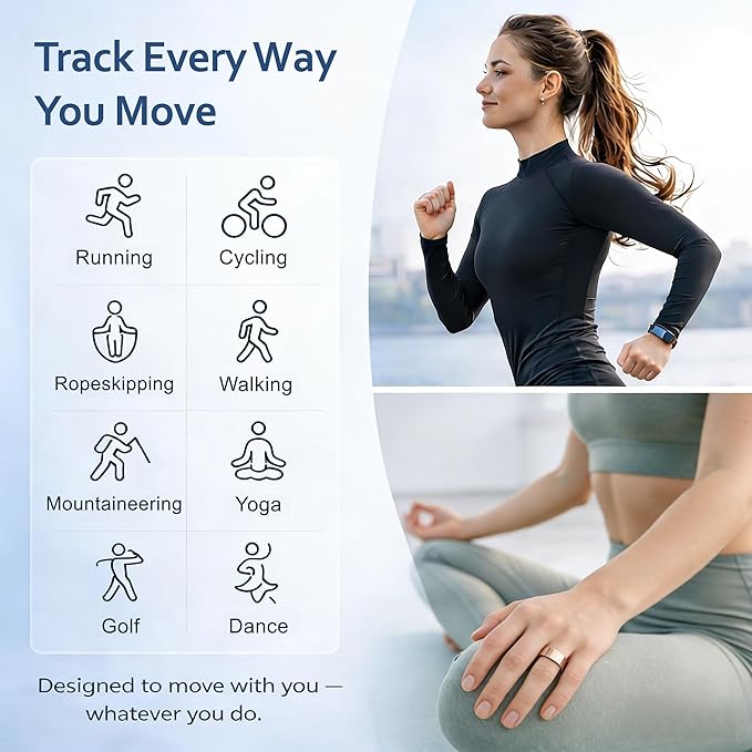 Smart Ring Health & Fitness Tracker for Men & Women, Heart Rate, SPO₂, Sleep & Activity Monitoring, IP68 Waterproof, Long Battery Life, Family Care Mode, No Subscription Fee (Rose Gold, 7) - Image 4