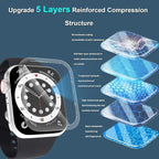 [2 Pack] Tempered Glass Screen Protector 40mm Compatible for Apple Watch Series 6/5/4/ SE 3, EWUONU Full Coverage Waterproof 3D Curved Edge Anti-Scratch Bubble Free HD Clear Screen Film for iWatch Accessories(40mm) - Image 2