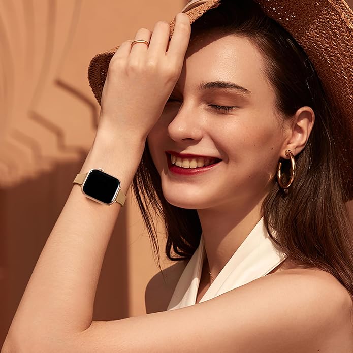 Charlam Slim Leather Band Compatible with Apple Watch Bands for Women 40mm 38mm 41mm 42mm 44mm 45mm 46mm, Top Grain Genuine Leather Strap Thin Wristband for iWatch Series 11 10 SE 9 8 7 6 5 4 3 2 1 - Image 2