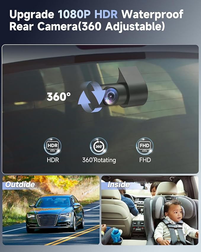 F8 4K Dash Cam Front and Rear, 170° Wide Angle Dshcam Front and Rear Camera with 64GB Card, 5G WiFi & App Control, WDR/HDR Night Vision, 24H Parking Mode, Loop Recording - Image 7