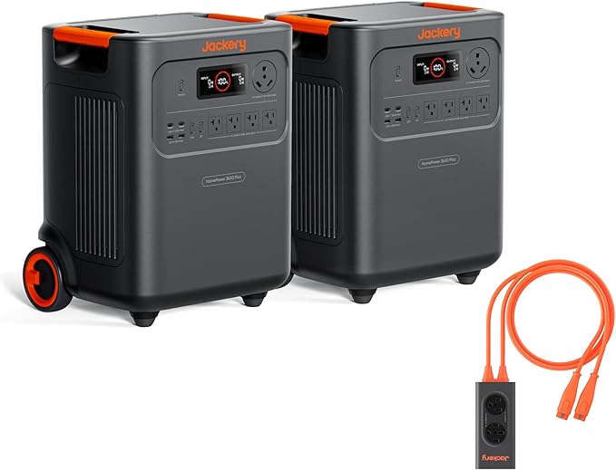 Jackery HomePower 3600 Plus Portable Power Station Double Kit, 7168Wh LFP Solar Generator with Parallel Connector, 7200W AC Output, Expandable to 21kWh, Essential Home Backup for Power Outages by JackeryInc