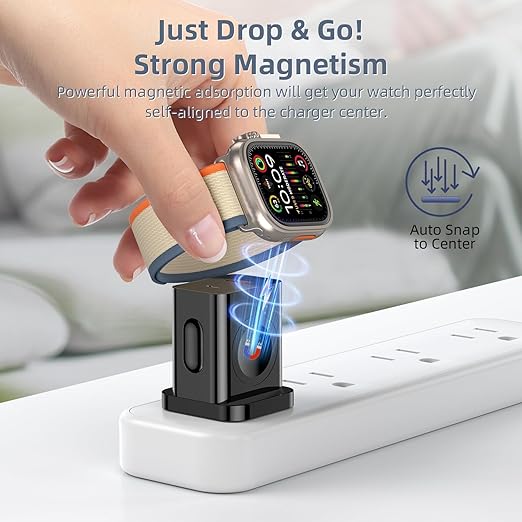 for Apple Watch Charger,20W PD 3-in-1 Fast Charger with Magnetic Wireless Charging and Dual Ports, Portable USB C Wall Charging Block Compatible with iPhone, Apple Watch Series (Black) - Image 4