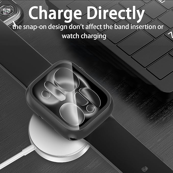 [6 Pack] Case for Apple Watch Series 11/10 42mm Screen Protector with Ultra-Thin Tempered Glass, Full Coverage Anti-Scratch Hard Face Cover for iWatch 42 mm - Image 4