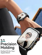 JR.DM 38mm 2 Pack Hard PC Case with HD Tempered Glass Screen Protector for Apple Watch Series 3/2/1, Guard Bumper Full Coverage Protective Anti-Scratch Face Cover for iWatch, Black+Jet Black - Image 6