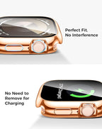 Goton AntiCrack Metal Case for Apple Watch Series 9/8/7 41mm Screen Protector, HD Tempered Glass, Daily Water-Resistant Alloy Bumper with Ceramic-Style Back Cover for iWatch 41 mm - Image 6