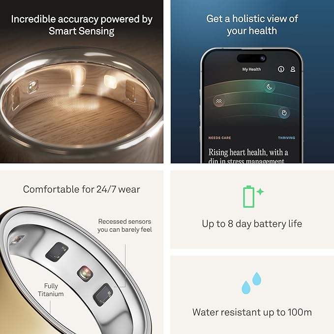Oura Ring 4 - Gold - Size 8 - Sleep, Activity, Women’s Health, AI Advisor, Up to 8 Days of Battery Life, Size Before You Buy, Android & iOS Compatible - Image 4