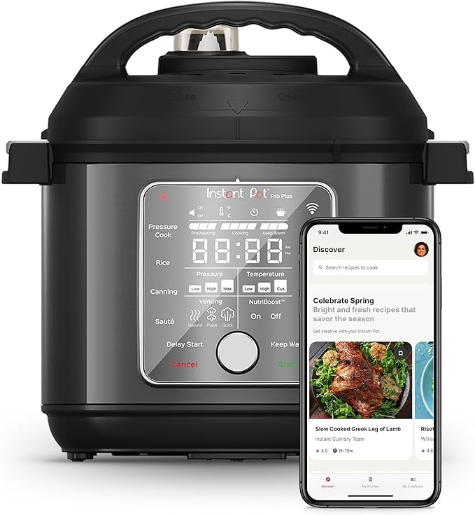 Instant Pot Pro Plus Wi-Fi Smart 10-in-1, Pressure Cooker, Slow Cooker, Rice Cooker, Steamer, Sauté Pan, Yogurt Maker, Warmer, Canning Pot, Sous Vide, Includes App with Over 800 Recipes, 6 Quart by InstantPot