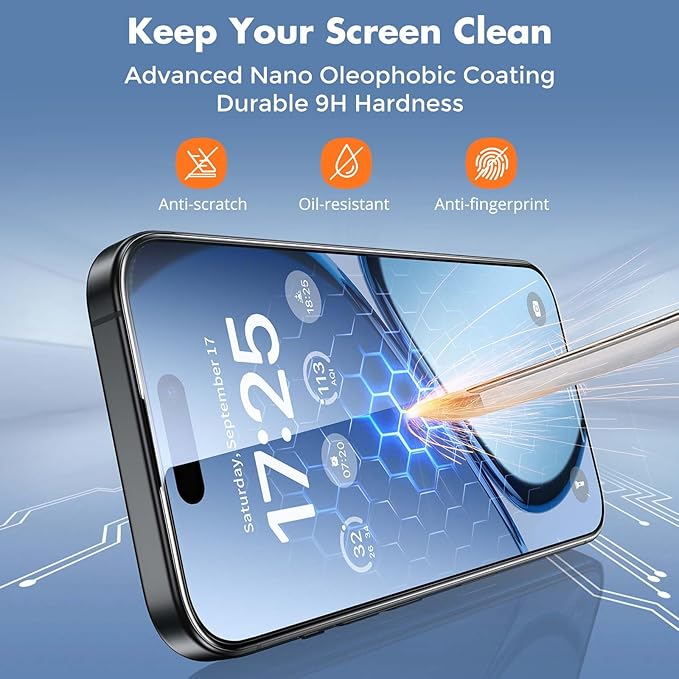 UNBREAKcable 3-Pack Screen Protector for iPhone 15, Double Shatterproof Tempered Glass [Easy Installation Frame] [99.99% HD Clear] [9H Hardness] [Full Coverage] [Case Friendly] for Apple 15 6.1 inch - Image 5