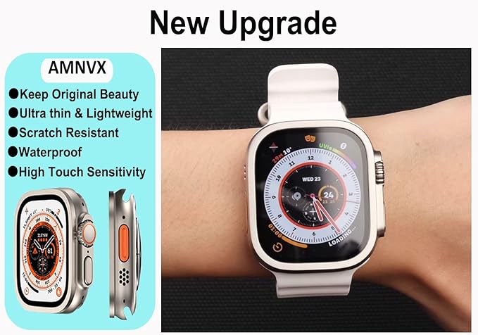 3 Pack for Apple Watch Ultra 3/Ultra2/Ultra 49mm Tempered Glass Screen Protector + Titanium Alloy Frame，[Keep Original] [Touch Sensitive] [Waterproof] Film for iwatch Ultra 3/2/1 (Original, 49mm) - Image 4