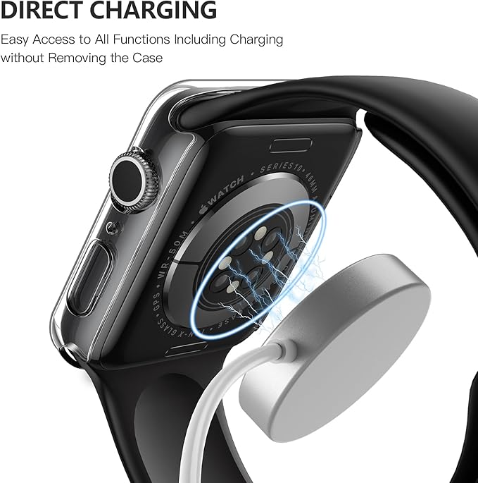 Misxi 2 Pack Tempered Glass Case Compatible for Apple Watch Series 11 (2025) Series 10 46mm, Hard PC Screen Protector Protection Ultra-Thin Lightweight Scratch-Resistant Cover for iWatch, Transparent - Image 5