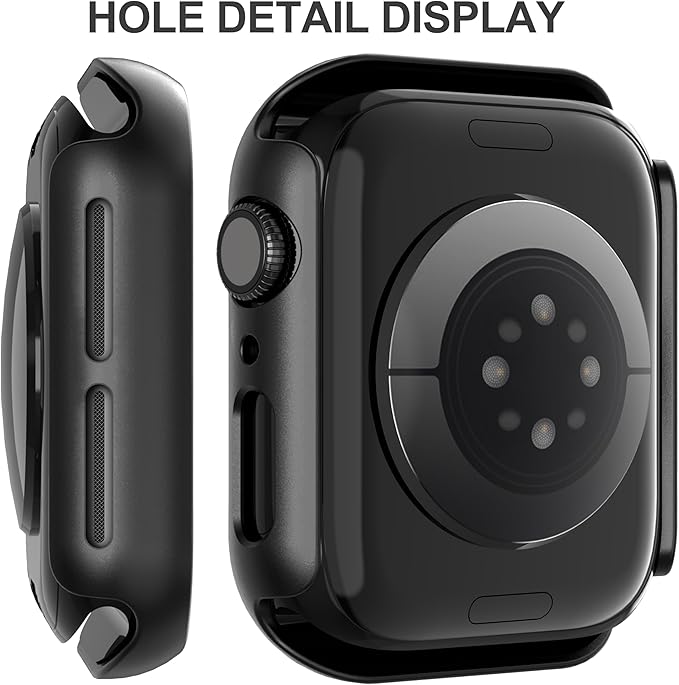 Diruite 2-Pack for Apple Watch Series 6/5/4/Series SE/SE 2/SE 3 40mm All-Around Screen Protector Case, Tempered Glass Screen Protector Case Ultra-Thin for iWatch 40mm Protection Cover - Black - Image 3