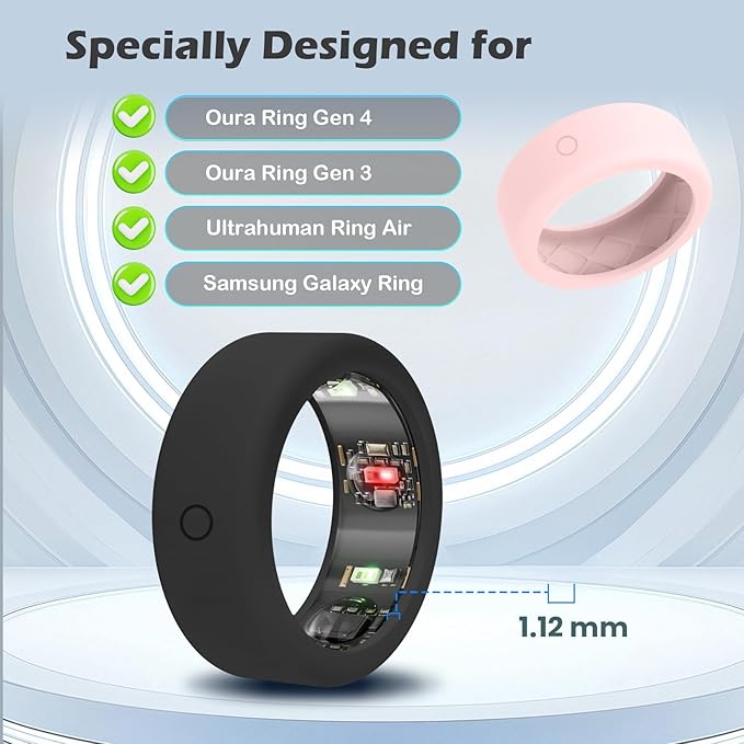 12Packs Ring-Cover for Oura-Ring-Gen-4/Gen-3 Protector - Upgraded Anti-Slip Anti-Scratch Elastic Silicone Cover for Ultrahuman Air/RingConn/Samsung Ring Multicolor for Men Women - Image 3