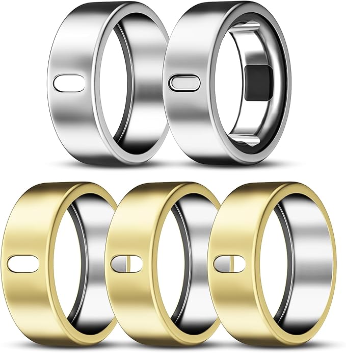 ZOOROO 5 Pack Cover Compatible with Oura Ring Gen 4/Oura Ring Gen 3/3 Horizon, Support Charging with Cover on, Anti-Scratch TPU Protector for Women Men (Gold*3+Silver*2, Size 11) by ZOOROO