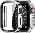 Amizee 2 Pack Case Compatible with Apple Watch Series 9/8/7 45mm Case with Built-in Screen Protector, Ultra-Thin Hard PC Straight Edge Anti-Scratch Protective Cover for iWatch 45mm (Silver/Clear) by Amizee