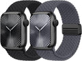 Braided Stretchy Bands with Magnetic Clasp Compatible for Apple Watch Band 38mm 40mm 41mm 42mm 44mm 45mm 46mm 49mm Women Men, Nylon Sport Solo Loop for iWatch Series 11 10 9 8 7 6 5 4 3 Ultra 3 2 1 SE by Butifacion