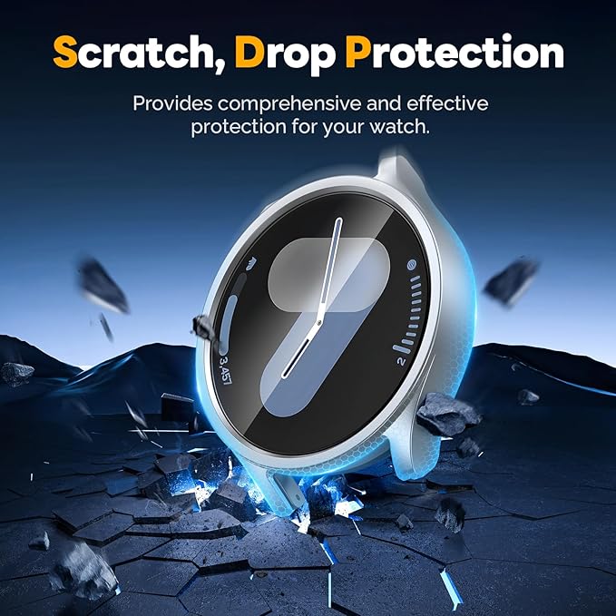 Misxi [2+2 Pack] Case Hard PC Bumper + Tempered Glass Screen Protector [with Auto Alignment Tool Kit] for Samsung Galaxy Watch 6 40mm, Anti-Scratch Cover for Galaxy Watch6, 1 Silver + 1 Black - Image 3