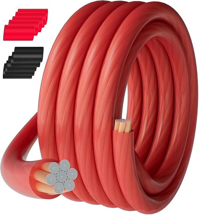 0 Gauge AWG Power Ground Wire Cable 40 Ft Red Translucent, Primary Automotive Battery Welding Electrical Wire Soft CCA Bulk for DIY Car Audio Speaker Amp Solar Marine Generator RV Trailer Inverter by HiFindCable