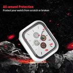 (2 Pack Hard PC Case 45mm for Apple Watch Series 7 8 9 45mm Tempered Glass Screen Protector Case, Full Coverage Shockproof Ultra-thin Shell Iwatch Bumper Cover (White+White, 45 mm) - Image 4