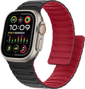 Bisikor Magnetic Bands Compatible with Apple Watch Band 49/46/45/44/42/41/40/38mm Men Women Silicone Sport Wristband for iWatch Ultra2 SE Series 10 9 8 7 6 5 4 3 (42/44/45/46/49, Black/Red) by Bisikor