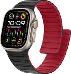 Bisikor Magnetic Bands Compatible with Apple Watch Band 49/46/45/44/42/41/40/38mm Men Women Silicone Sport Wristband for iWatch Ultra2 SE Series 10 9 8 7 6 5 4 3 (42/44/45/46/49, Black/Red) by Bisikor