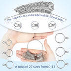 Ring Sizer Measuring Tool Kit Ring Sizing Kit Metal Ring Measurer and Ring Sizers US Ring Size Gauge 0-13 with Half Size for Womens Mens Finger Sizing 2 PCS Reusable Size Tape 1-17 - Image 3
