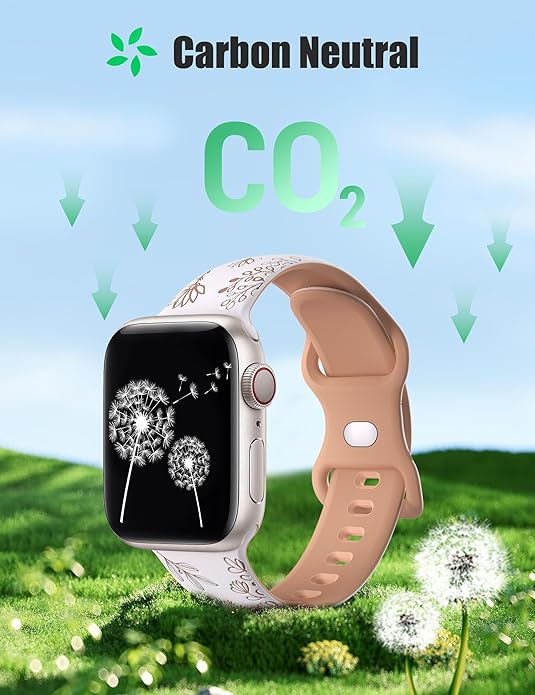 Wearlizer 2 Packs Floral Engraved Compatible with Apple Watch Bands 38/40/41/42/44/45/46/49mm Women, Cute Two-Tone Soft Silicone Strap for iWatch Series 11 10 9 8 7 6 5 4 3 SE/Ultra 3 2 1 - Image 6