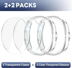 Misxi [2+2 Pack] Case Hard PC Bumper + Tempered Glass Screen Protector [with Auto Alignment Tool Kit] for Samsung Galaxy Watch 8 Classic 46mm, Anti-Scratch Cover for Galaxy Watch8 Classic, Transparent - Image 2