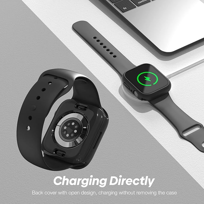 [2 Pack] 2 in 1 Waterproof Case Compatible for Apple Watch 44mm SE Screen Protector Series 6 5 4 Tempered Glass Film PC Face Cover & Back Bumper for iWatch Accessories - 44mm Black x2 - Image 5