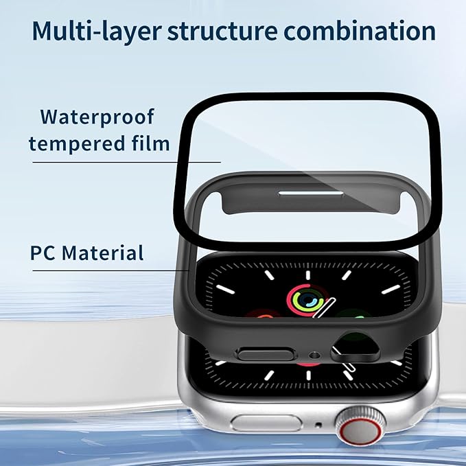 Waterproof Case for Apple Watch Series 9 Series 7 8 41mm, Built-in Screen Protector with Tempered Glass [Touch Sensitive] Cover for iWatch S9/S8/S7 Accessories 41mm, Black - Image 7