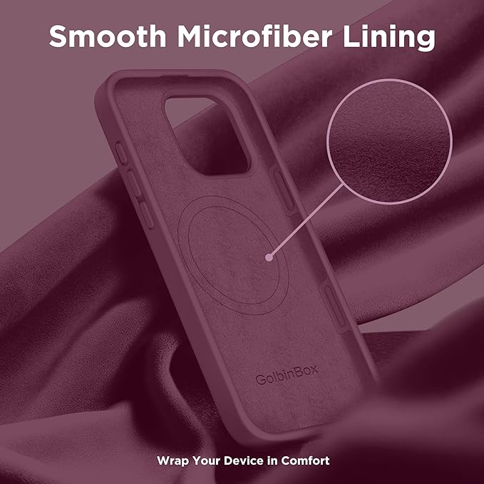 GolbinBox Magnetic for iPhone 16 Pro Max Case, Compatible with MagSafe, [Soft Anti-Scratch Microfiber Lining], Liquid Silicone Shockproof Protective Phone Case for iPhone 16 Pro Max, Wine Red - Image 8