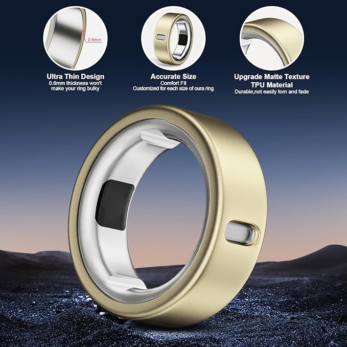 8 Pack Cover Compatible with Oura Ring Gen 4/Oura Ring Gen 3 Horizon/Heritage,Charging Derectly,Matte Texture Wear-Resistant Anti-Scratch TPU Protector for Oura Rings Women Men（D,Size 9 - Image 2