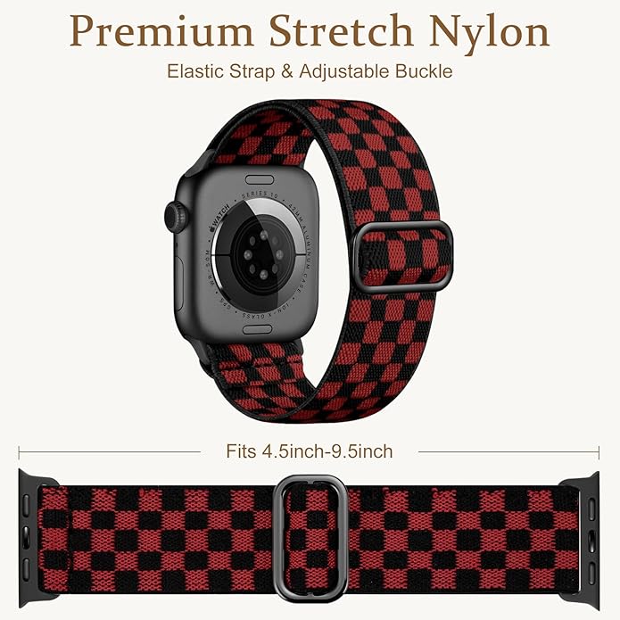 Charlam Stretchy Bands Compatible with Apple Watch Band 40mm 41mm 42mm 38mm 44mm 45mm 46mm 49mm Women Men, Soft Fashion Nylon Braided Elastic Strap for iWatch Series 10 SE 9 8 7 6 5 4 3 2 1 Ultra 2 - Image 4