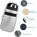 2PCS Car Faraday Bags for Key Fob, Carbon Firber Vehicle RFID Signal Blocking Key Fob Protector, Anti-Theft Auto Key Signal Shielding Protective Pouch, Universal for SUV, Sedan, Truck (Silver) - Image 3