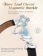 MOINSPIRE Designer Slim Leather Bands for Women,Lucky Four-Leaf Clover Cute Dressy Magnetic Watch Bands for iwatch Compatible with Apple Watch Series 11/10/9/8/7/6/5/4/3/2/1 SE 1/2/3 Ultra 1/2/3 - Image 2