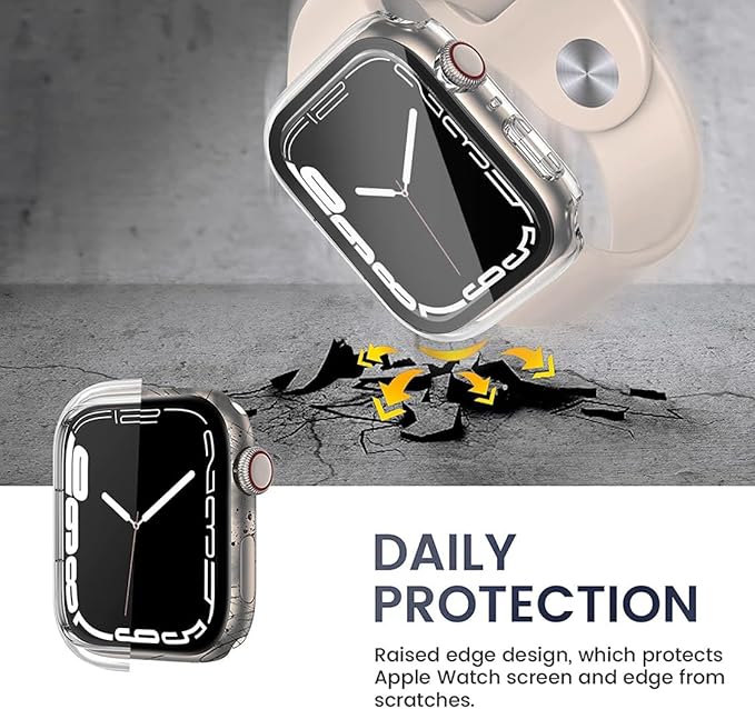 2 Pack Hard Case for Apple Watch Series 11 10 46mm Tempered Glass Screen Protector Case, Full Coverage with Button Shockproof Cover Scratch Resistant Iwatch Bumper (Orange+Orange, 46mm) - Image 6
