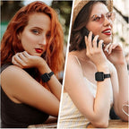OUHENG Slim Bands Compatible with Apple Watch Band 46mm/49mm/45mm/44mm/42mm, Women Genuine Leather Thin Strap for iWatch Ultra 3/2/1, SE 3/2/1, Series 11 10 9 8 7 6 5 4 3 2 1 (Black/Black) - Image 6
