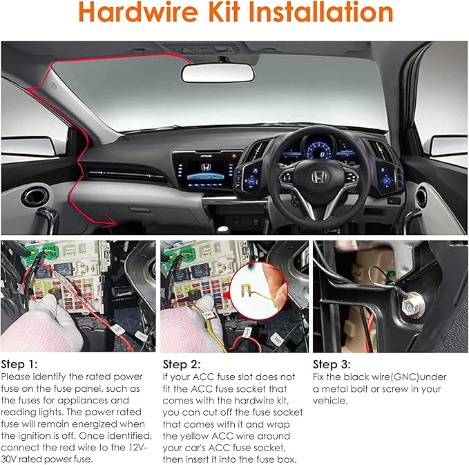 Gebildet Mini USB Port Dash Cam Hardwire Kit for 24H Parking Monitor/Time-Lapse Recording Converts 12V-24V to 5V/2.5A Car Dash Camera Charger Low Voltage Protection, 320cm Cable Kit - Image 6