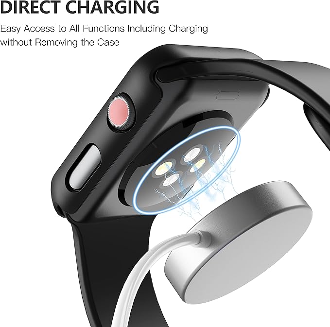 Misxi 2 Pack PC Case with Tempered Glass Screen Protector Compatible with Apple Watch Series 3 Series 2 38mm, HD Overall Shockproof Protective Cover for iWatch, 1 Black + 1 Transparent - Image 4