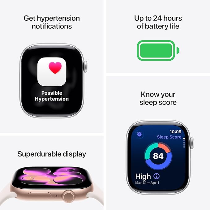 Apple Watch Series 11 [GPS 42mm] Smartwatch with Space Grey Aluminium Case with Black Sport Band - S/M. Sleep Score, Fitness Tracker, Health Monitoring with AppleCare+ (2 Years) - Image 2