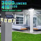 Solar Lights Outdoor Waterproof Motion Sensor - 416 LEDs 3000 Lumens Super Bright 3 Brightness 3 Modes 2400mAh 360° Illumination 32ft Solar Flood Security Light for Outside (‎With Remote Control, 4) - Image 2