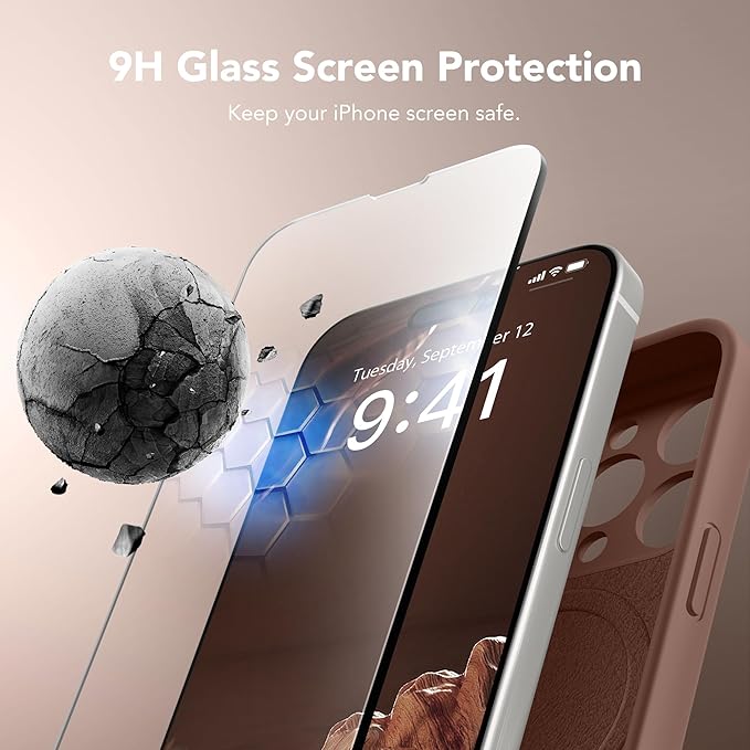 Magnetic for iPhone 14 Pro Case, Compatible with MagSafe, [Full Camera Protection][Screen Protector] Silicone Shockproof Protective Phone Case for iPhone 14 Pro 6.1", Brown - Image 4