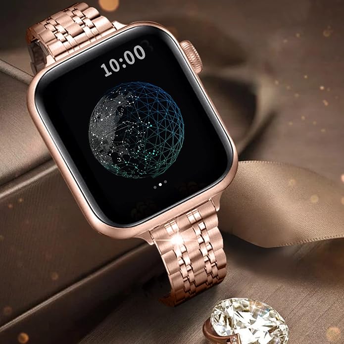 QUNDAXI Slim Watch Band Compatible with Apple Watch 41mm 45mm 42mm 44mm 40mm 38mm Metal Stainless Steel Watchband Suitable for iWatch 11/10/9/8/7/6/5/4/3/2/1/SE Series Women Luxury Strap - Image 4