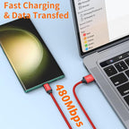 JXMOX USB Type C Cable (6.6ft 2-Pack), USB-A to USB C 3A Fast Charging Cord Compatible with iPhone 15 16 Pro Max, Samsung Galaxy S22 S21 S20 Ultra S10 S9 S8, Note 10 9 8 A80 A70, USB C Charger (Red) - Image 6