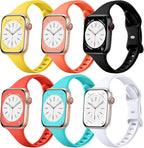 Lerobo 6 pack Silicone Slim bands Compatible for Apple Watch Band 44mm 45mm 42mm 38mm 40mm 41mm, Slim Thin Narrow Replacement Sport Strap Wristband for iWatch Series 8/7/6/5/4/3/2/1 SE Ultra Women Men by Lerobo