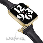2 pack Slim Genuine Leather Bands Compatible with Apple Watch Band 38mm 40mm 41mm 42mm 44mm 45mm 49mm,Top Layer Leather Watch Thin Women Men Straps for iWatch Series 9/8/7/6/5/4/3/2/1 Ultra SE - Image 5