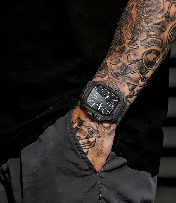 Goton IP68 Waterproof Rugged Band for Apple Watch 46mm/45mm/44mm with Case build-in Screen Protector – Heavy Duty Sport Strap Compatible with iWatch Series 11/10/9/8/7/6/5/4/SE - Image 8