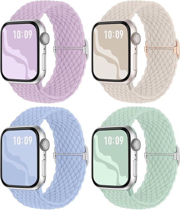 Braided Stretchy Solo Loop Compatible for Apple Watch Band 38mm 40mm 41mm 42mm 44mm 45mm 46mm 49mm for Women Men, Nylon Elastic Straps Wristbands for iWatch Series 11/10 9 8 7 6 5 4 3 SE/Ultra 3 2 1 by Suitisbest
