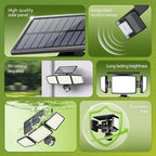 Philips Solar Security Light Outdoor 302 LED 1200lm，Solar-Powered Waterproof Wall-Mounted Flood Light w/PIR Motion Sensor, 3 Heads, IP65 Waterproof, 3 Modes 6 Packs - Image 2